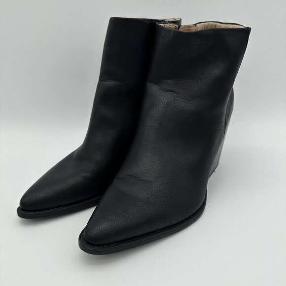 Soul Womens Black Leather Ankle Boots Size 10 With Side Zippers & Block Heels - Picture 1 of 9